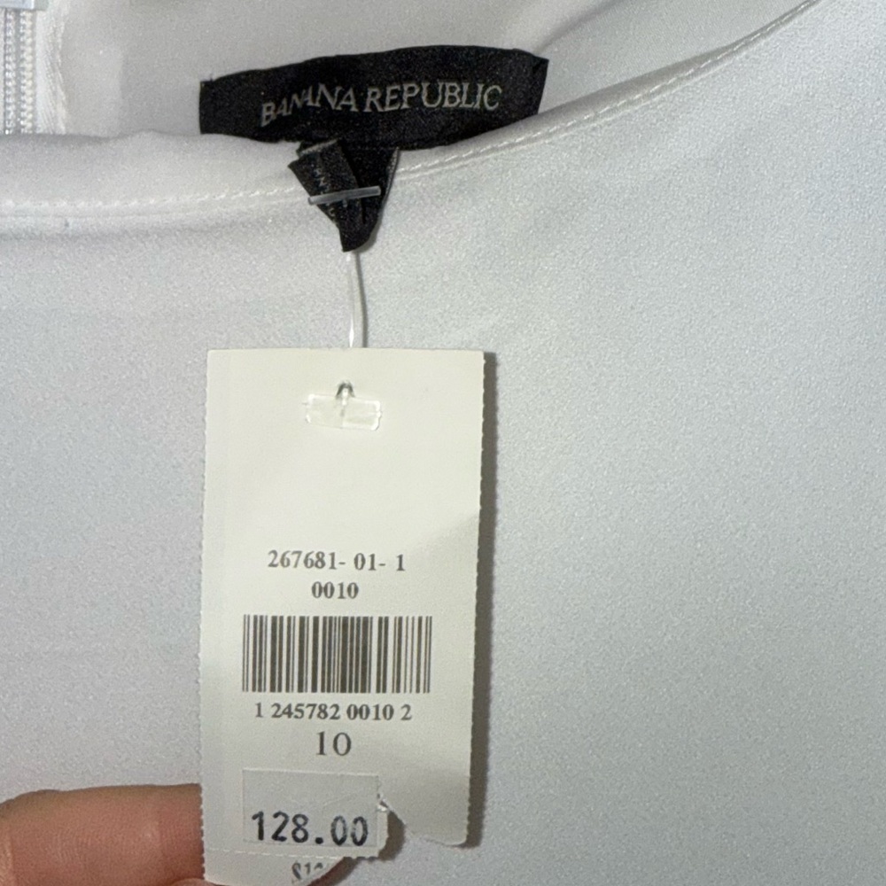 Banana Republic balloon-sleeve white dress size 10 NWT - Picture 7 of 7